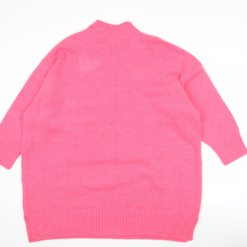 Next Women’s Pink Mock Neck Relaxed Knit Pullover Jumper XL