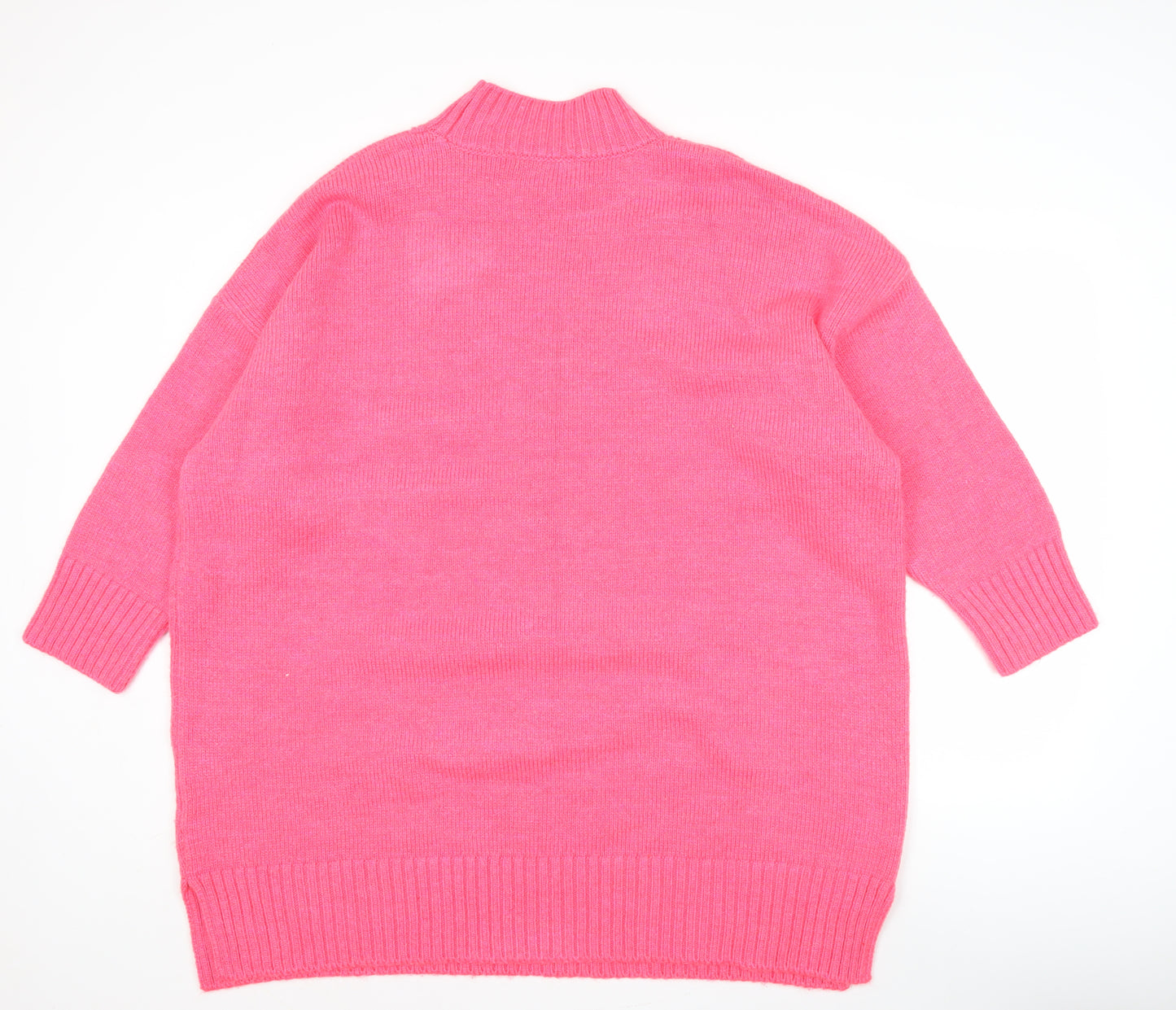 Next Women’s Pink Mock Neck Relaxed Knit Pullover Jumper XL