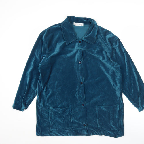 Berkertex Women’s Blue Velvet Tunic Blouse Size 10-12 Long Sleeve
