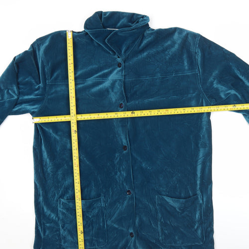 Berkertex Women’s Blue Velvet Tunic Blouse Size 10-12 Long Sleeve