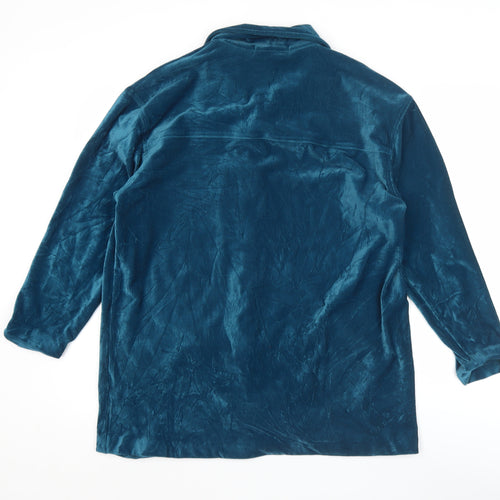 Berkertex Women’s Blue Velvet Tunic Blouse Size 10-12 Long Sleeve