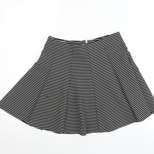 Topshop Petite Black White Striped A-Line Skirt Women’s UK 10