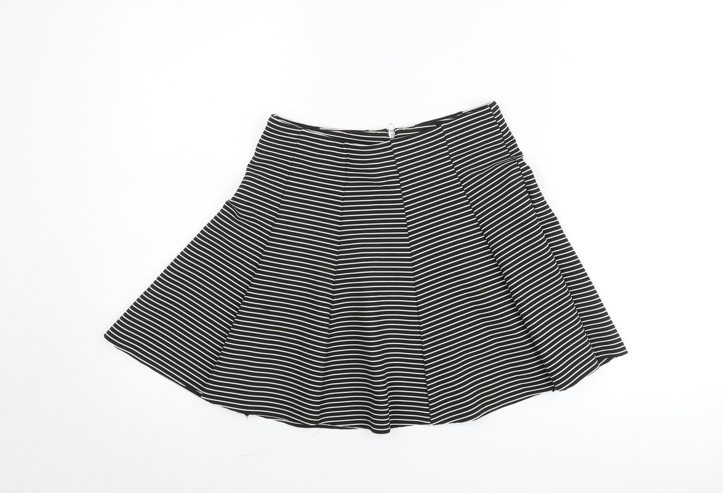 Topshop Petite Black White Striped A-Line Skirt Women’s UK 10