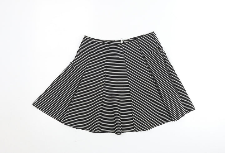 Topshop Petite Black White Striped A-Line Skirt Women’s UK 10
