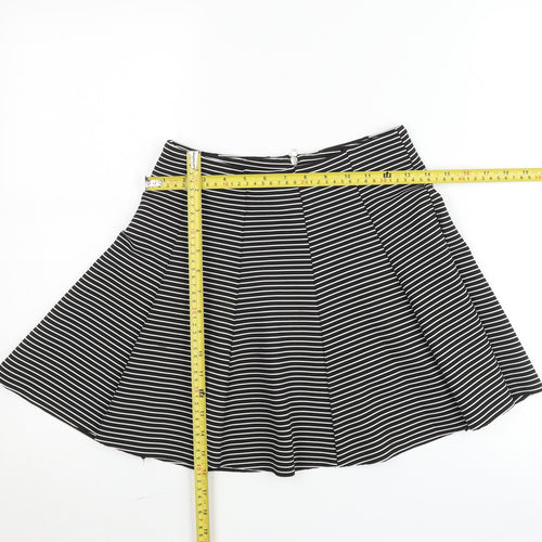 Topshop Petite Black White Striped A-Line Skirt Women’s UK 10