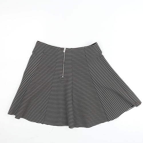 Topshop Petite Black White Striped A-Line Skirt Women’s UK 10