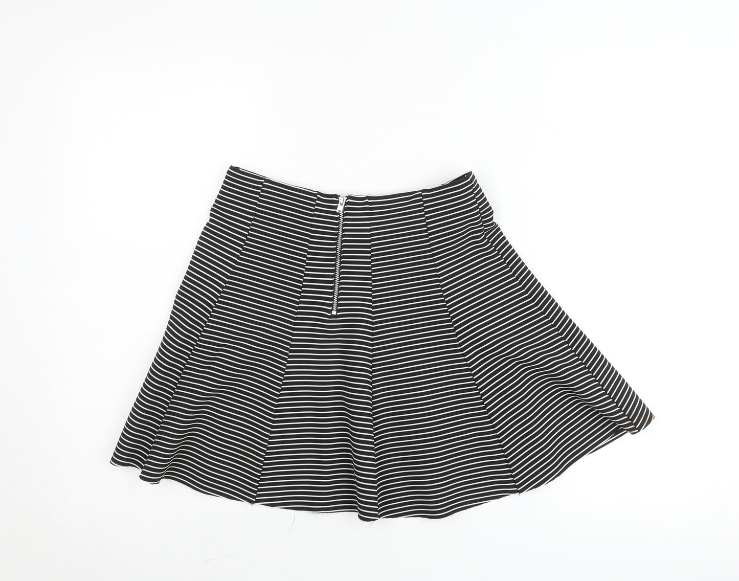 Topshop Petite Black White Striped A-Line Skirt Women’s UK 10