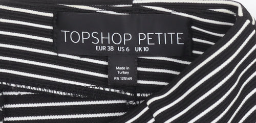 Topshop Petite Black White Striped A-Line Skirt Women’s UK 10