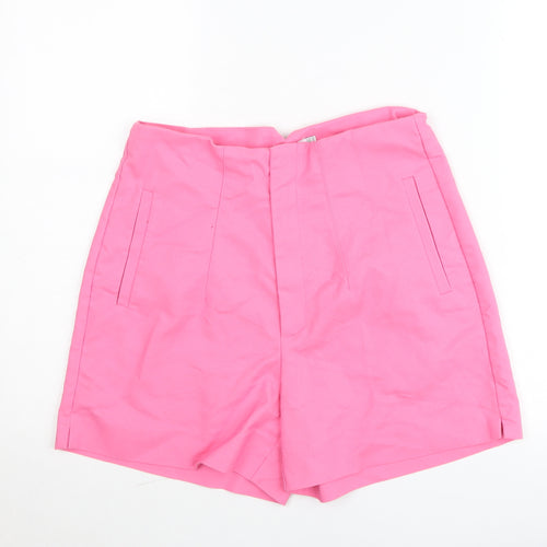 Stradivarius Women Pink Chino Shorts Size 14 High Waist