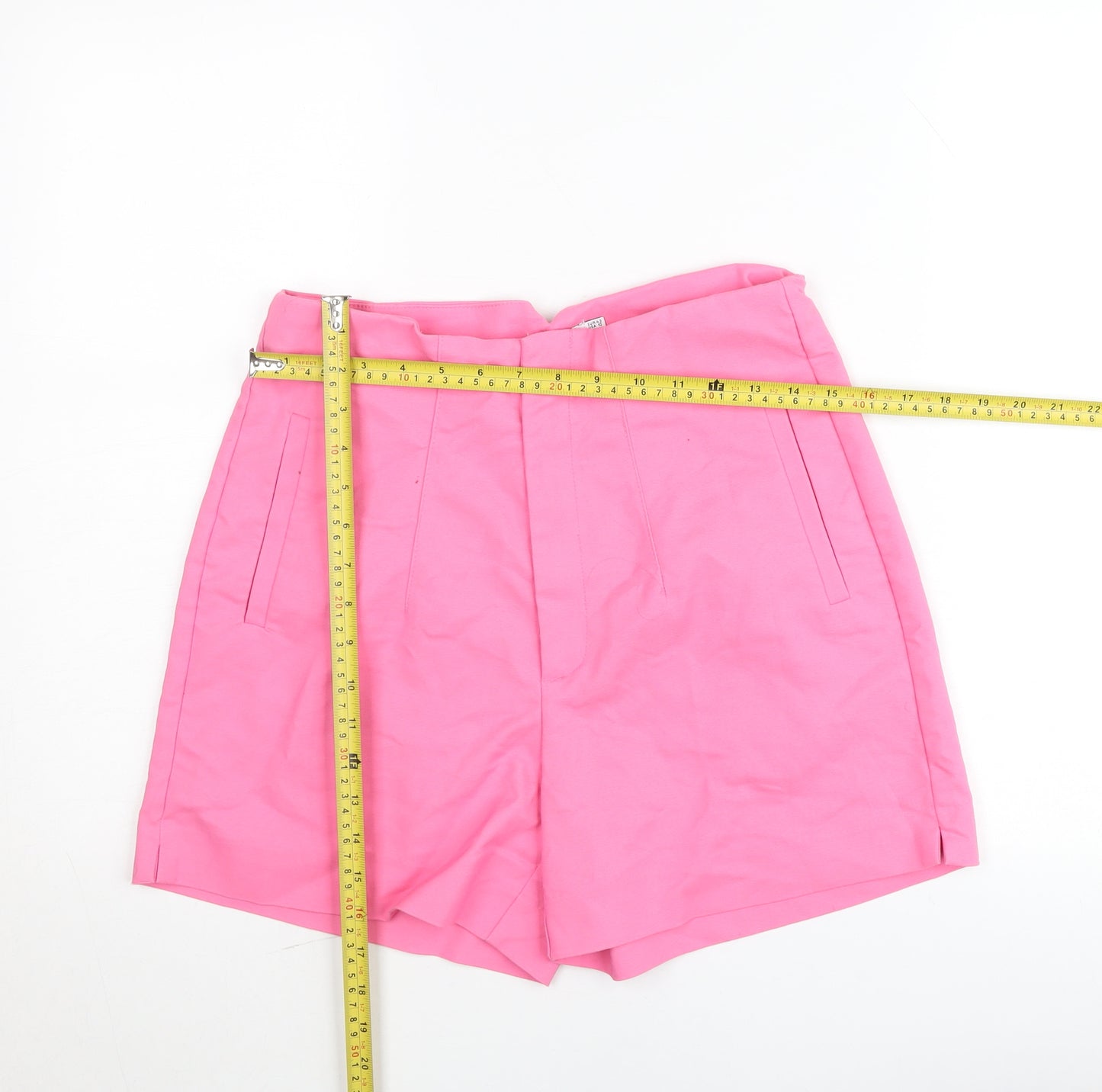 Stradivarius Women Pink Chino Shorts Size 14 High Waist