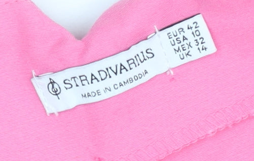 Stradivarius Women Pink Chino Shorts Size 14 High Waist