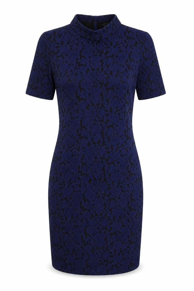 Topshop Women Blue Floral Jacquard Bodycon Mini Dress Size 10
