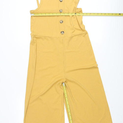 V by Very Teens Yellow Ribbed Button Wide-Leg Jersey Jumpsuit 15 Years