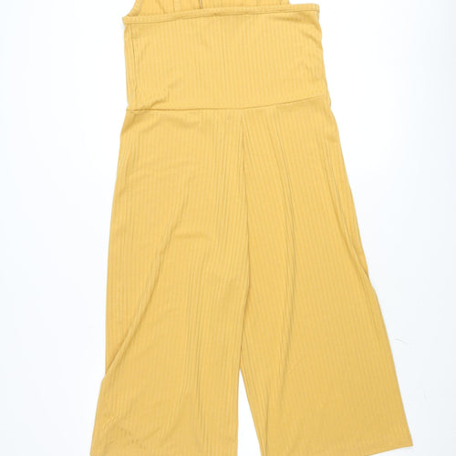 V by Very Teens Yellow Ribbed Button Wide-Leg Jersey Jumpsuit 15 Years