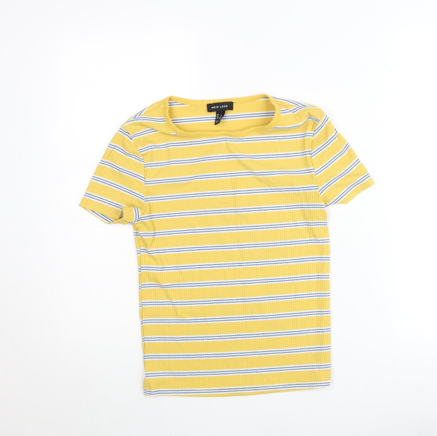 New Look Women’s Yellow Striped Short Sleeve Slim Fit T-Shirt UK 8