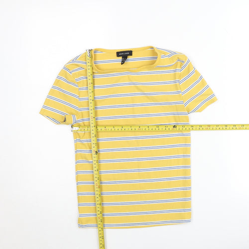 New Look Women’s Yellow Striped Short Sleeve Slim Fit T-Shirt UK 8