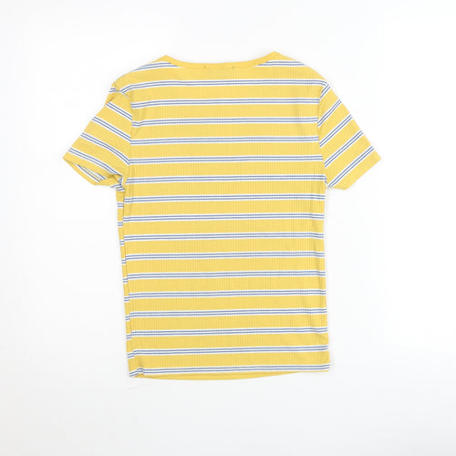 New Look Women’s Yellow Striped Short Sleeve Slim Fit T-Shirt UK 8