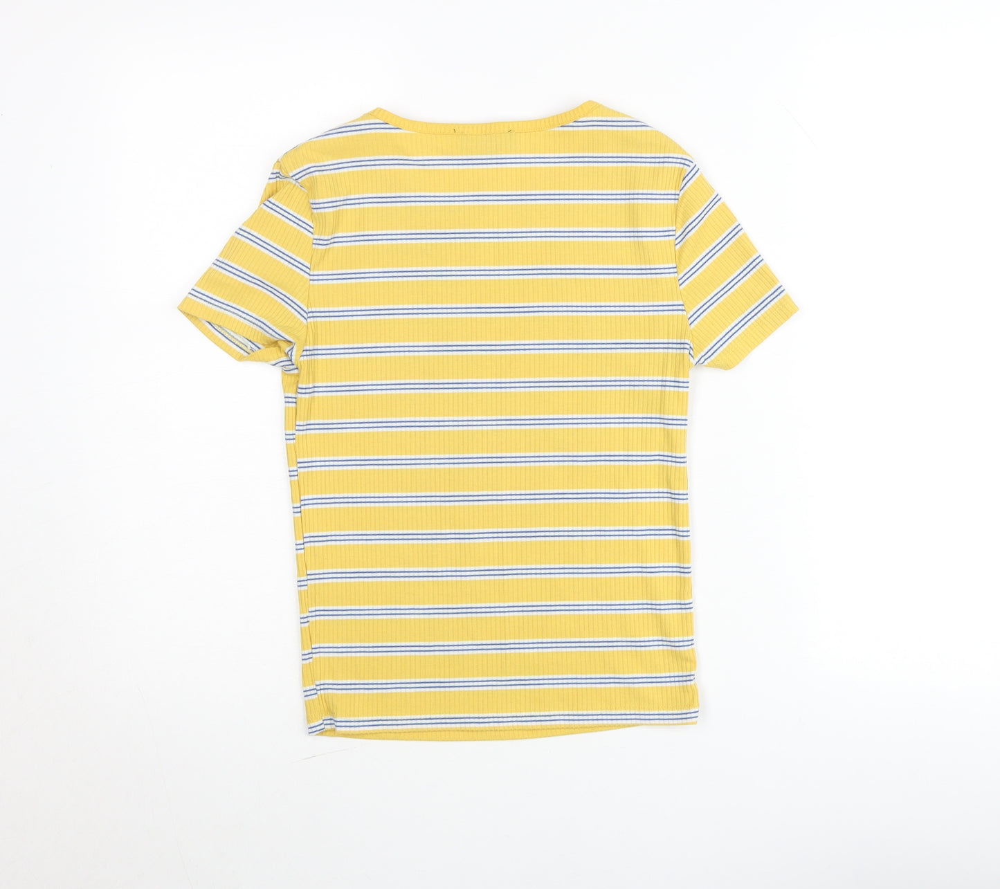 New Look Women’s Yellow Striped Short Sleeve Slim Fit T-Shirt UK 8