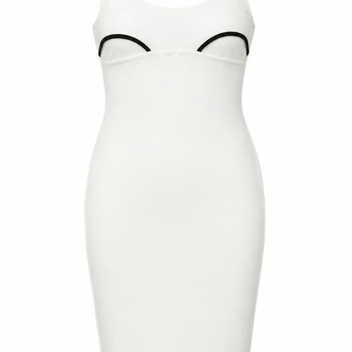 Boohoo Women’s White Bodycon Dress Size 12 Sleeveless Scoop Neck Party