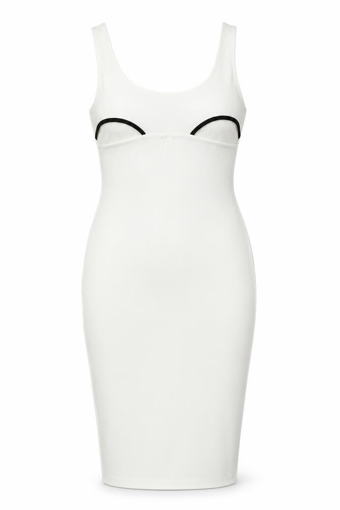 Boohoo Women’s White Bodycon Dress Size 12 Sleeveless Scoop Neck Party