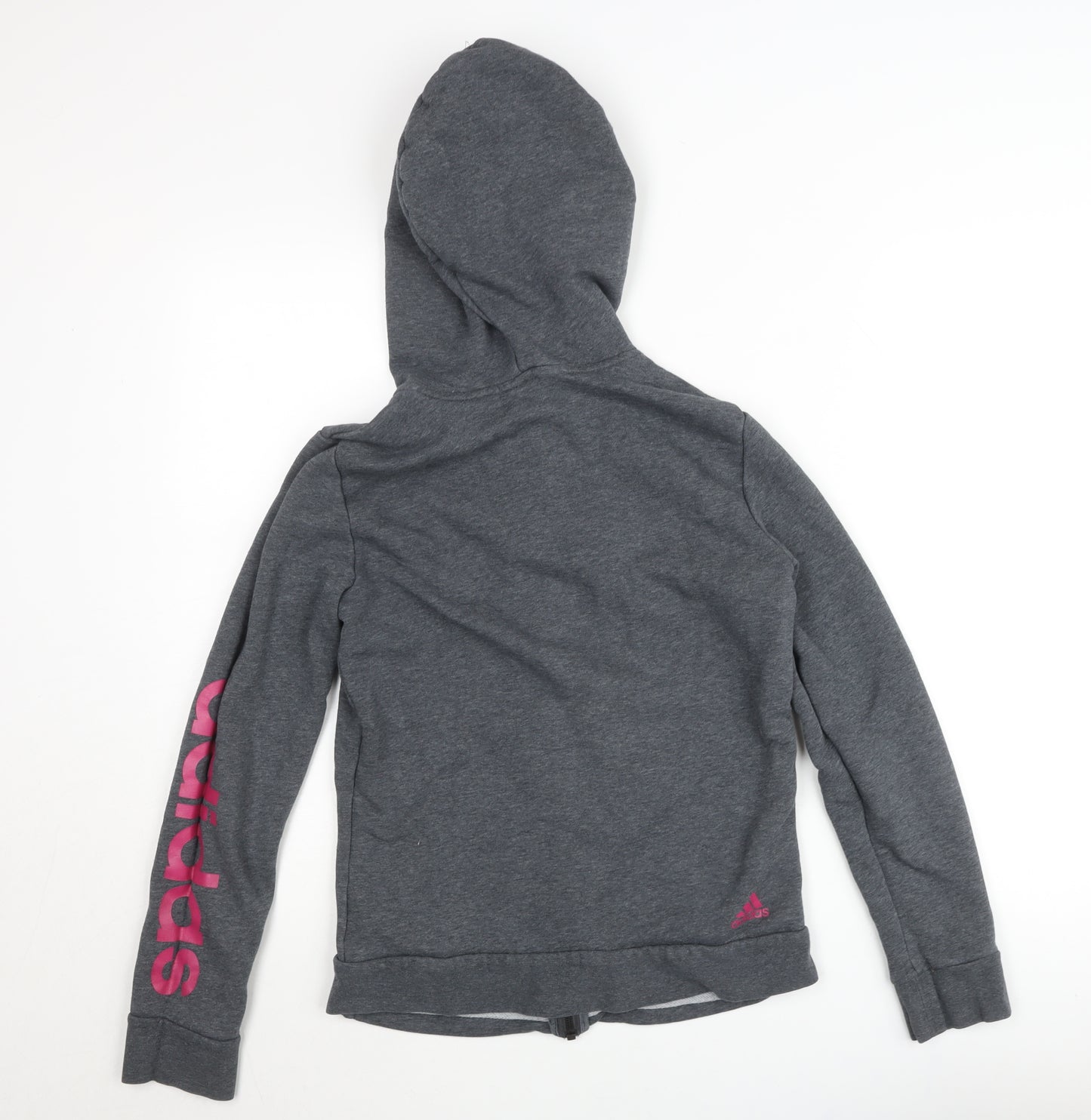Adidas Womens Grey Full Zip Hooded Basic Jacket Size 12-14