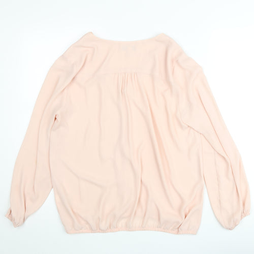 Chaus Women Pink Long Sleeve V-Neck Tunic Blouse Size M