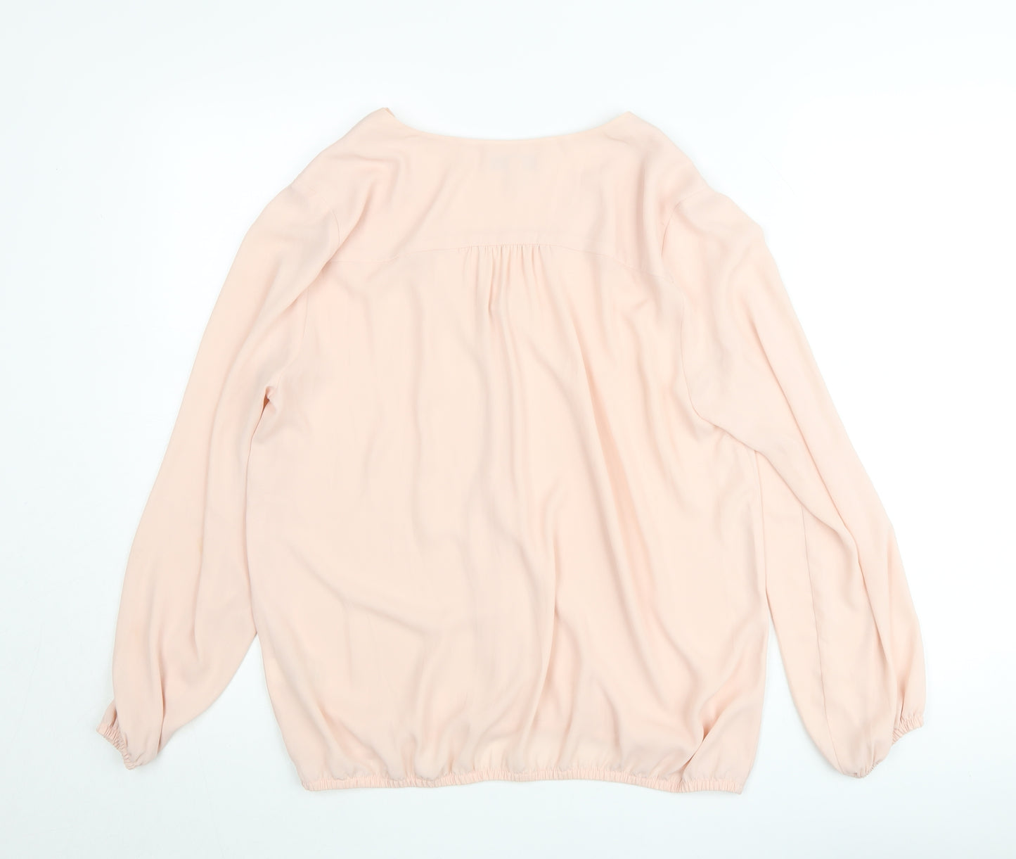 Chaus Women Pink Long Sleeve V-Neck Tunic Blouse Size M