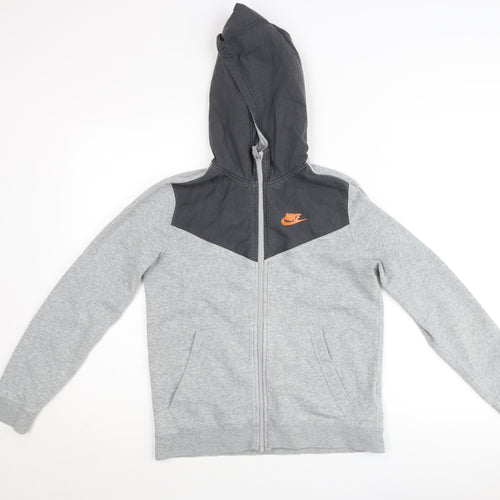 Nike Boys Grey Colourblock Full Zip Hooded Track Jacket 12-13 Years