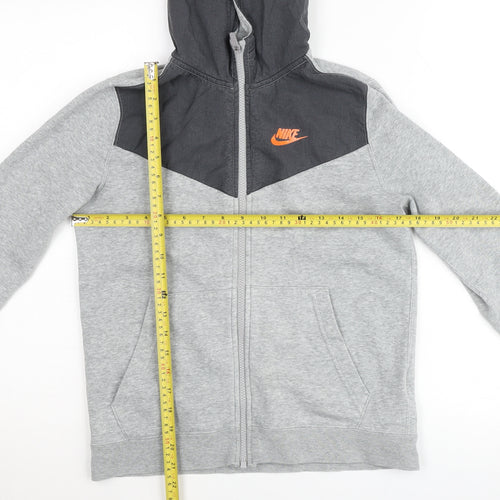 Nike Boys Grey Colourblock Full Zip Hooded Track Jacket 12-13 Years