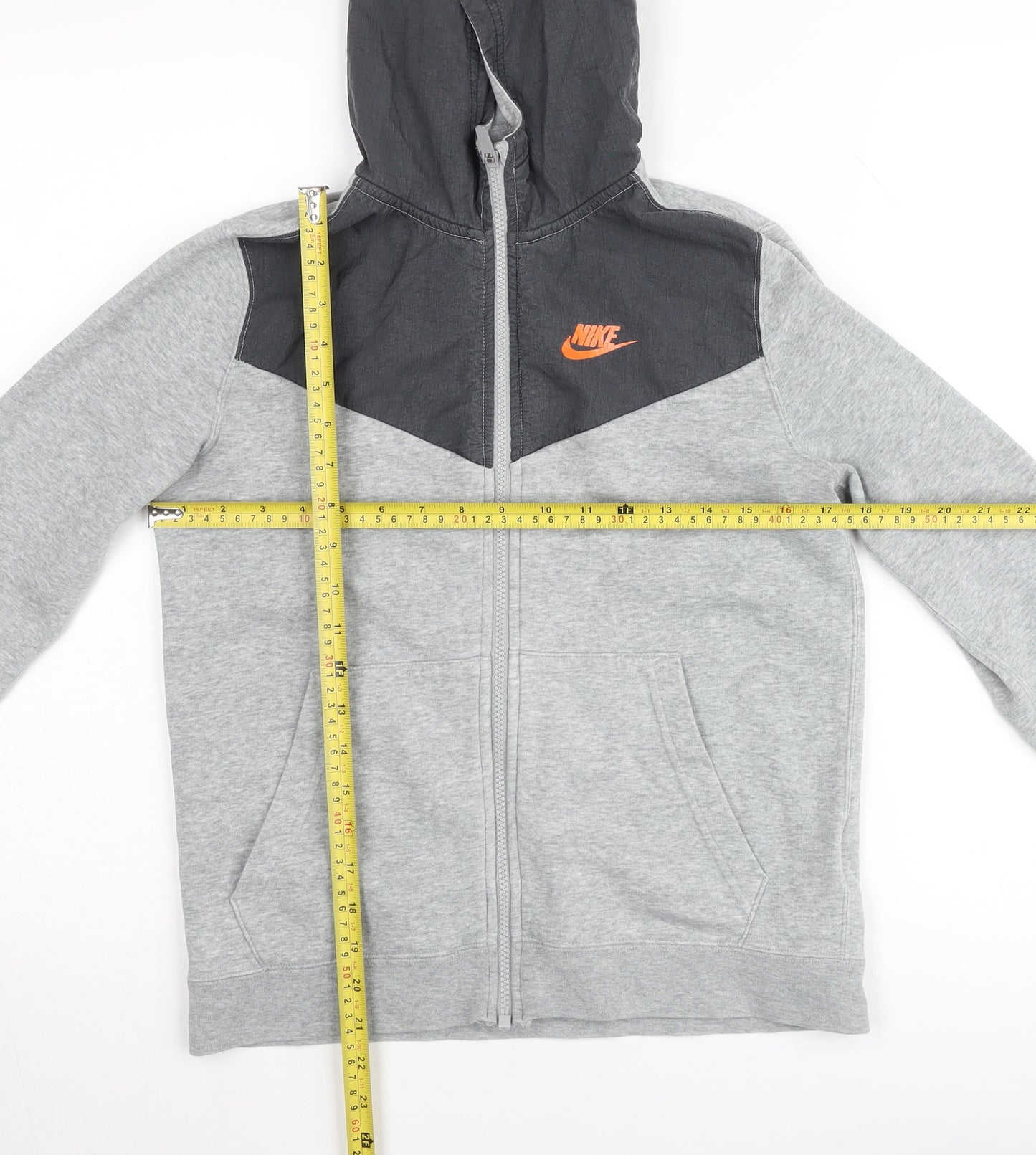 Nike Boys Grey Colourblock Full Zip Hooded Track Jacket 12-13 Years