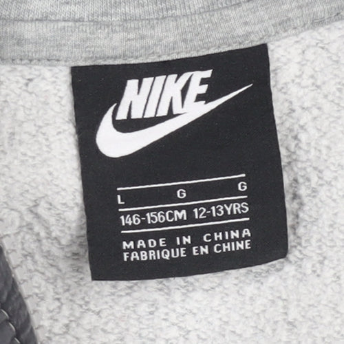 Nike Boys Grey Colourblock Full Zip Hooded Track Jacket 12-13 Years
