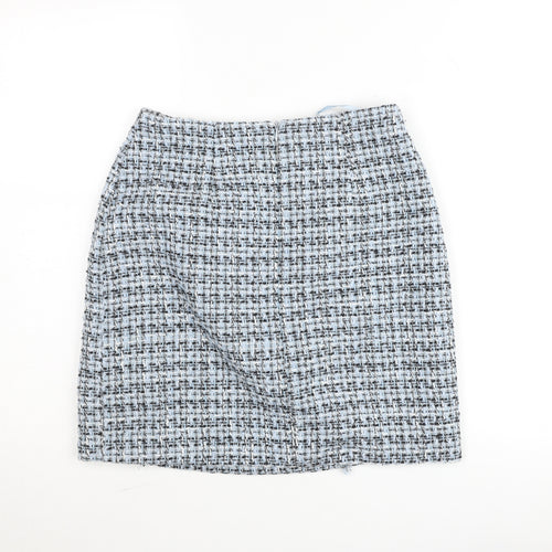 Dunnes Women Blue Tweed Pencil Skirt Size 8 Knee Length