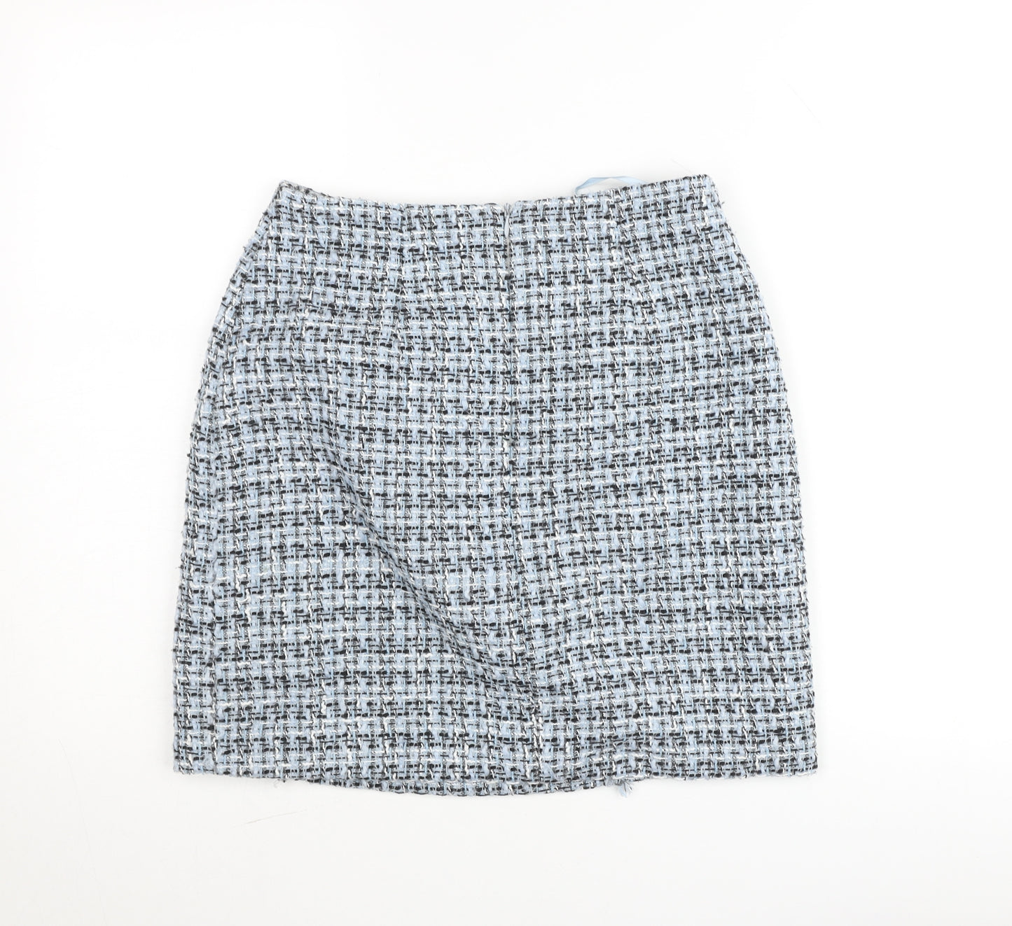 Dunnes Women Blue Tweed Pencil Skirt Size 8 Knee Length