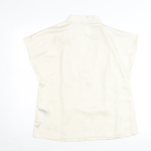 Vila Women’s Ivory V-Neck Short Sleeve Blouse Size 12