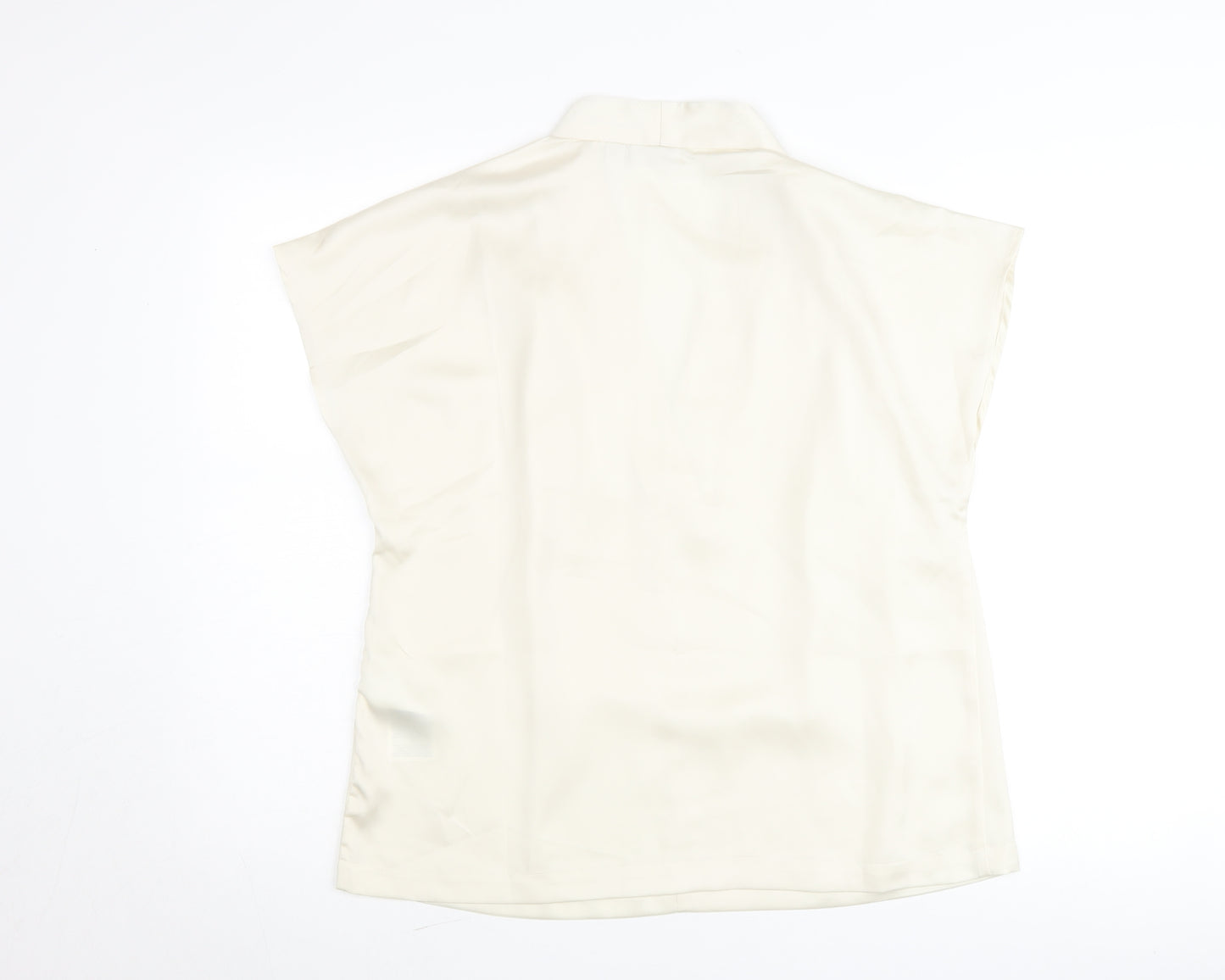 Vila Women’s Ivory V-Neck Short Sleeve Blouse Size 12