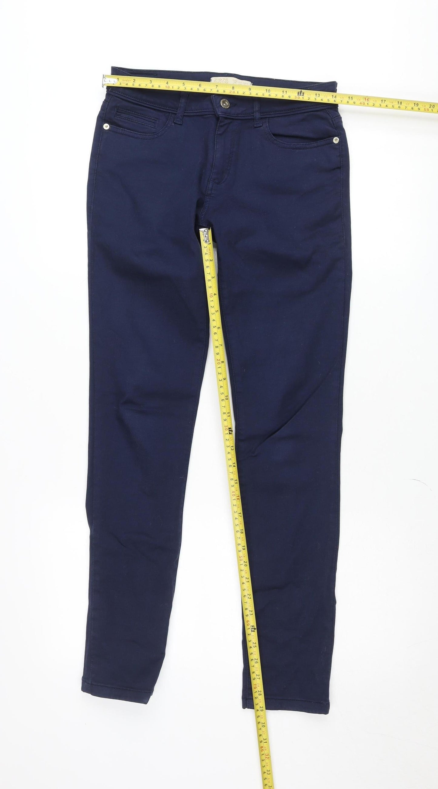 Zara Women Blue Z1975 Skinny Jeans Mid Rise Stretch Size 10