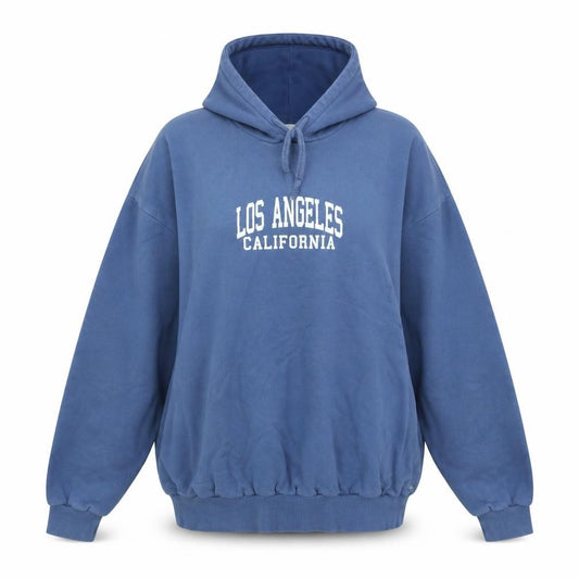 Front view of Pull&Bear Teens Blue Los Angeles Pullover Hoodie, size L