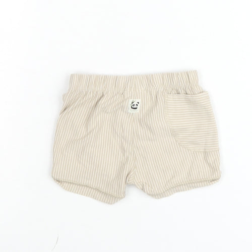 United Colors of Benetton Beige Striped Baby Shorts 6-9 Months Elastic Waist