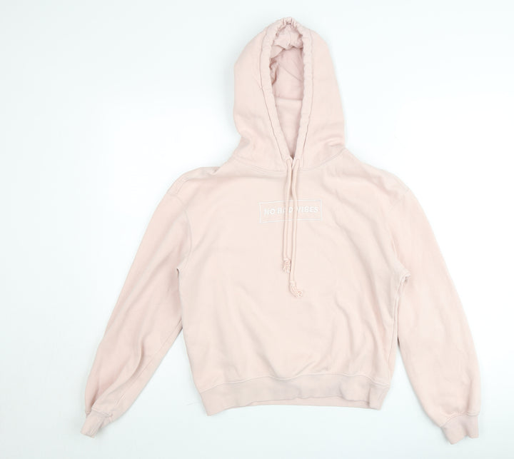 H&M Divided Women's Pink Cotton Blend Pullover Hoodie Size S