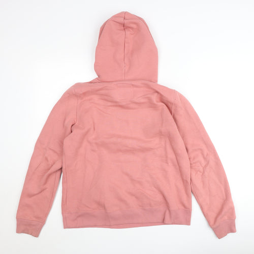 Hollister Women Pink Medium Pullover Hoodie with Logo Print