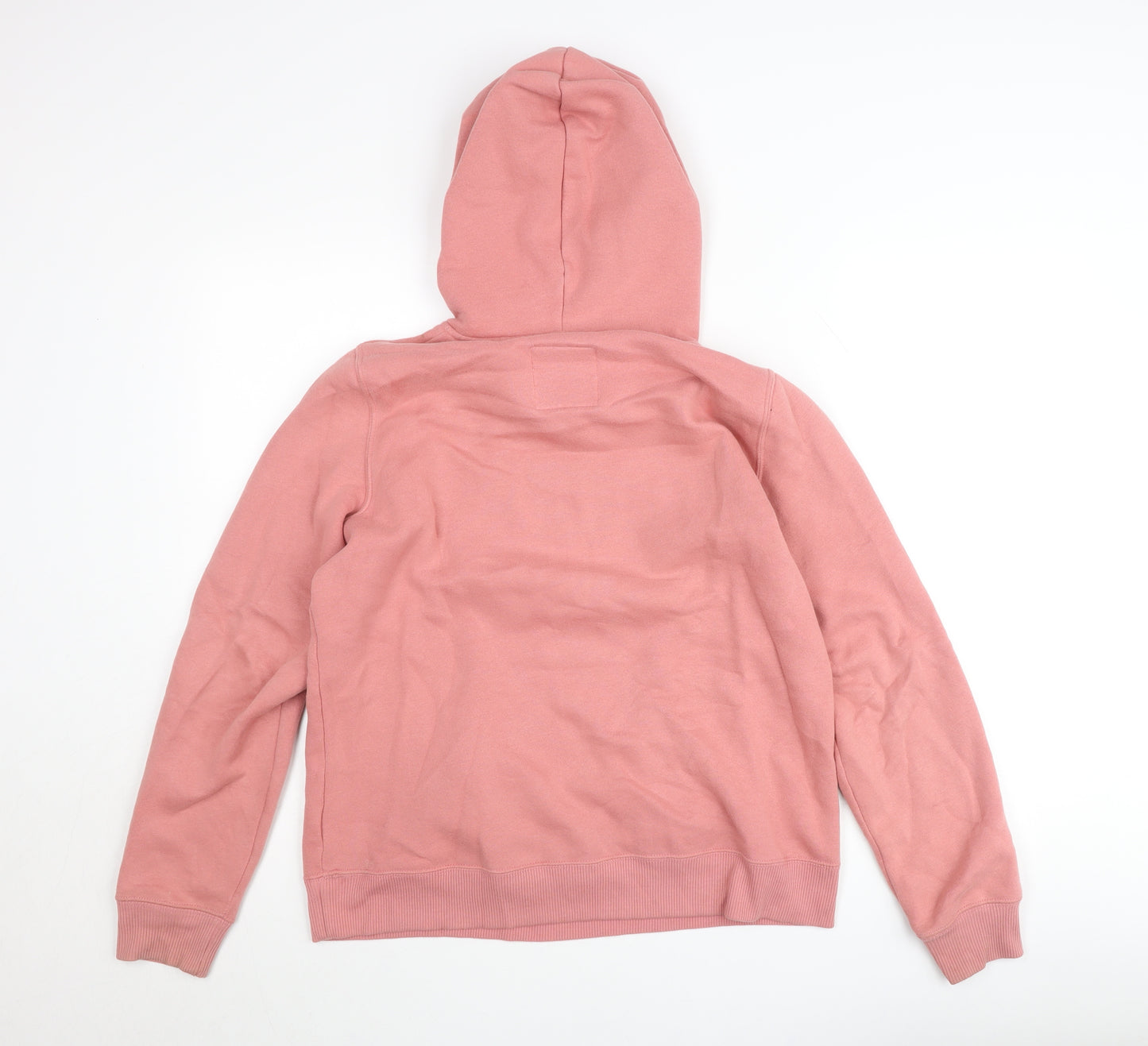 Hollister Women Pink Medium Pullover Hoodie with Logo Print