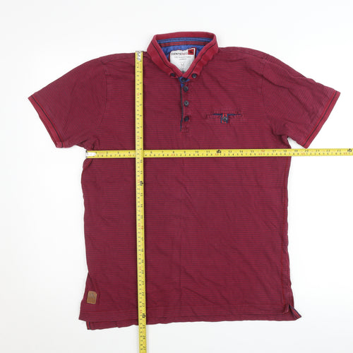 CENTERED Men's Red Short Sleeve Button-Down Cotton Polo Shirt Size M
