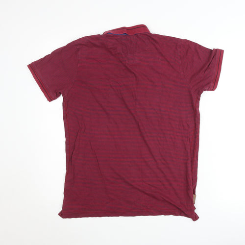 CENTERED Men's Red Short Sleeve Button-Down Cotton Polo Shirt Size M