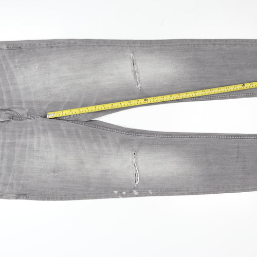 AllSaints Women’s Grey Pistol Straight Fit Distressed Jeans W34