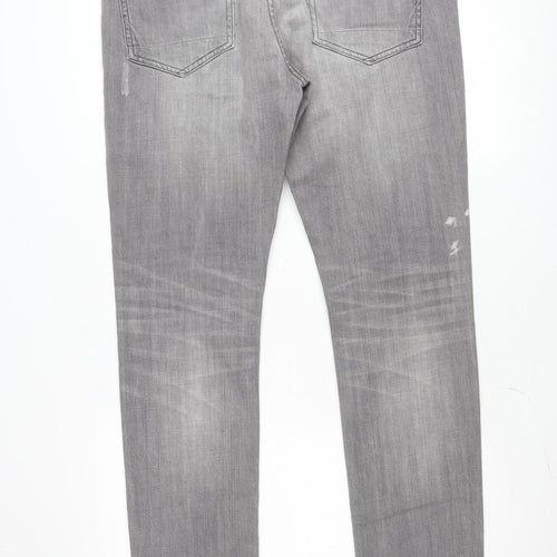 AllSaints Women’s Grey Pistol Straight Fit Distressed Jeans W34