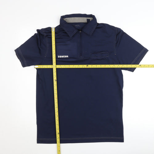 Mascot Men's Blue Workwear Polo Shirt Size M 1/4 Zip Collared Polyester