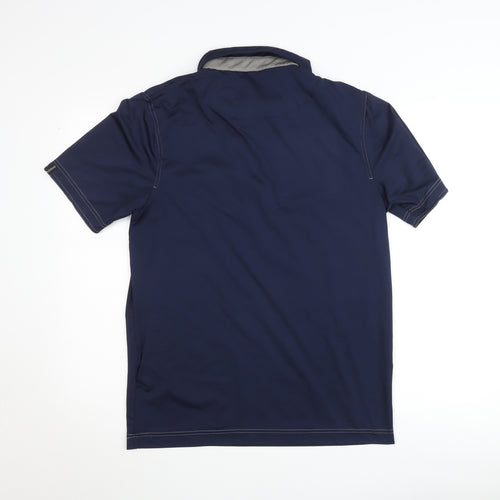 Mascot Men's Blue Workwear Polo Shirt Size M 1/4 Zip Collared Polyester
