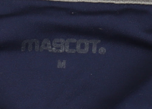 Mascot Men's Blue Workwear Polo Shirt Size M 1/4 Zip Collared Polyester
