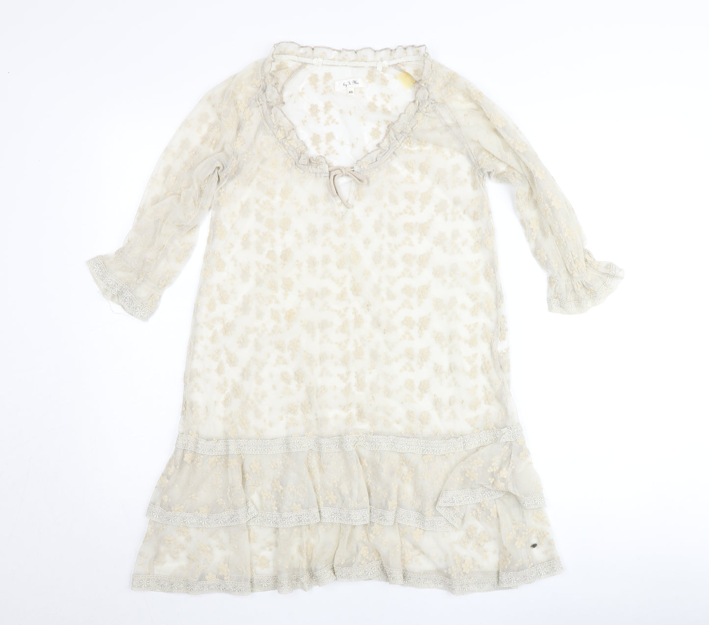 by Ti Mo Women's Beige Floral Lace Knee Length A-Line Dress XS