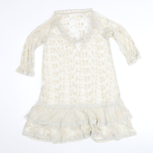 by Ti Mo Women's Beige Floral Lace Knee Length A-Line Dress XS